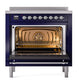 ILVE Nostalgie II 36-Inch Induction Range with 6 Induction Elements, 3.5 cu. ft. Oven, Midnight Blue with Chrome Trim, Triple Glass Door, UNI366NMPMBC
