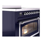 ILVE Nostalgie II 36-Inch Induction Range with 6 Induction Elements, 3.5 cu. ft. Oven, Midnight Blue with Chrome Trim, Triple Glass Door, UNI366NMPMBC
