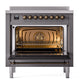 ILVE Nostalgie II 36-Inch Induction Range with 6 Induction Elements, 3.5 cu. ft. Oven, Graphite Matte with Burnished Trim, Triple Glass Door, UNI366NMPMGB