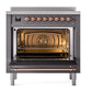 ILVE Nostalgie II 36-Inch Induction Range with 6 Induction Elements, 3.5 cu. ft. Oven, Graphite Matte with Copper Trim, Triple Glass Door, UNI366NMPMGP