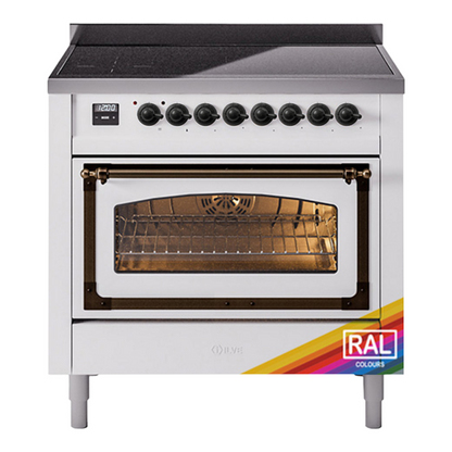 ILVE Nostalgie II 36-Inch Induction Range with 6 Induction Elements, 3.5 cu. ft. Oven, RAL with Burnished Trim, Triple Glass Door, UNI366NMPRAB