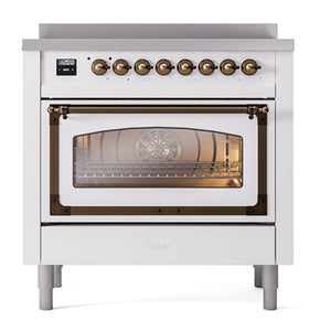 ILVE Nostalgie II 36-Inch Induction Range with 6 Induction Elements, 3.5 cu. ft. Oven, RAL with Burnished Trim, Triple Glass Door, UNI366NMPRAB