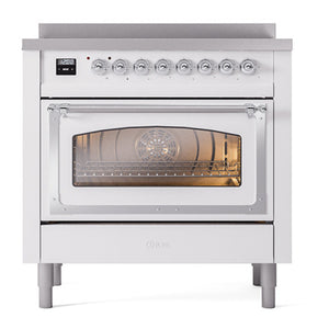 ILVE Nostalgie II 36-Inch Induction Range with 6 Induction Elements, 3.5 cu. ft. Oven, RAL with Chrome Trim, Triple Glass Door, UNI366NMPRAC