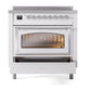 ILVE Nostalgie II 36-Inch Induction Range with 6 Induction Elements, 3.5 cu. ft. Oven, RAL with Chrome Trim, Triple Glass Door, UNI366NMPRAC