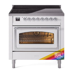 ILVE Nostalgie II 36-Inch Induction Range with 6 Induction Elements, 3.5 cu. ft. Oven, RAL with Chrome Trim, Triple Glass Door, UNI366NMPRAC