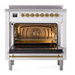 ILVE Nostalgie II 36-Inch Induction Range with 6 Induction Elements, 3.5 cu. ft. Oven, RAL with Brass Trim, Triple Glass Door, UNI366NMPRAG