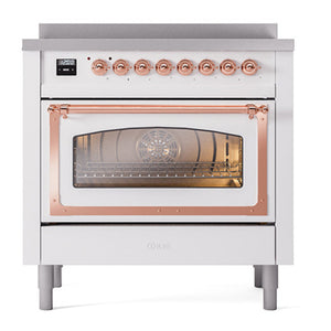 ILVE Nostalgie II 36-Inch Induction Range with 6 Induction Elements, 3.5 cu. ft. Oven, RAL with Copper Trim, Triple Glass Door, UNI366NMPRAP
