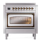 ILVE Nostalgie II 36-Inch Induction Range with 6 Induction Elements, 3.5 cu. ft. Oven, Stainless Steel with Burnished Trim, Triple Glass Door, UNI366NMPSSB