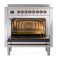 ILVE Nostalgie II 36-Inch Induction Range with 6 Induction Elements, 3.5 cu. ft. Oven, Stainless Steel with Burnished Trim, Triple Glass Door, UNI366NMPSSB