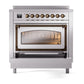ILVE Nostalgie II 36-Inch Induction Range with 6 Induction Elements, 3.5 cu. ft. Oven, Stainless Steel with Burnished Trim, Triple Glass Door, UNI366NMPSSB