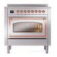 ILVE Nostalgie II 36-Inch Induction Range with 6 Induction Elements, 3.5 cu. ft. Oven, Stainless Steel with Copper Trim, Triple Glass Door, UNI366NMPSSP