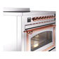 ILVE Nostalgie II 36-Inch Induction Range with 6 Induction Elements, 3.5 cu. ft. Oven, Stainless Steel with Copper Trim, Triple Glass Door, UNI366NMPSSP