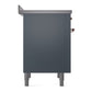ILVE Nostalgie II 36-Inch Induction Range with 6 Induction Elements, 3.5 cu. ft. Oven, Blue Grey with Copper Trim, Solid Door, UNI366QNMPBGP