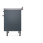 ILVE Nostalgie II 36-Inch Induction Range with 6 Induction Elements, 3.5 cu. ft. Oven, Blue Grey with Copper Trim, Solid Door, UNI366QNMPBGP