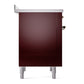 ILVE Nostalgie II 36-Inch Induction Range with 6 Induction Elements, 3.5 cu. ft. Oven, Burgundy with Burnished Trim, Solid Door, UNI366QNMPBUB