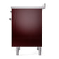 ILVE Nostalgie II 36-Inch Induction Range with 6 Induction Elements, 3.5 cu. ft. Oven, Burgundy with Chrome Trim, Solid Door, UNI366QNMPBUC