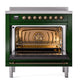 ILVE Nostalgie II 36-Inch Induction Range with 6 Induction Elements, 3.5 cu. ft. Oven, Emerald Green with Burnished Trim, Solid Door, UNI366QNMPEGB