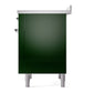 ILVE Nostalgie II 36-Inch Induction Range with 6 Induction Elements, 3.5 cu. ft. Oven, Emerald Green with Chrome Trim, Solid Door, UNI366QNMPEGC