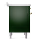 ILVE Nostalgie II 36-Inch Induction Range with 6 Induction Elements, 3.5 cu. ft. Oven, Emerald Green with Brass Trim, Solid Door, UNI366QNMPEGG