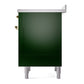 ILVE Nostalgie II 36-Inch Induction Range with 6 Induction Elements, 3.5 cu. ft. Oven, Emerald Green with Brass Trim, Solid Door, UNI366QNMPEGG