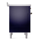 ILVE Nostalgie II 36-Inch Induction Range with 6 Induction Elements, 3.5 cu. ft. Oven, Midnight Blue with Burnished Trim, Solid Door, UNI366QNMPMBB