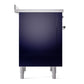 ILVE Nostalgie II 36-Inch Induction Range with 6 Induction Elements, 3.5 cu. ft. Oven, Midnight Blue with Chrome Trim, Solid Door, UNI366QNMPMBC