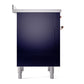 ILVE Nostalgie II 36-Inch Induction Range with 6 Induction Elements, 3.5 cu. ft. Oven, Midnight Blue with Copper Trim, Solid Door, UNI366QNMPMBP