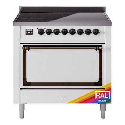 ILVE Nostalgie II 36-Inch Induction Range with 6 Induction Elements, 3.5 cu. ft. Oven, RAL with Burnished Trim, Solid Door, UNI366QNMPRAB