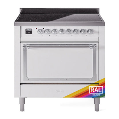 ILVE Nostalgie II 36-Inch Induction Range with 6 Induction Elements, 3.5 cu. ft. Oven, RAL with Chrome Trim, Solid Door, UNI366QNMPRAC