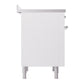ILVE Nostalgie II 36-Inch Induction Range with 6 Induction Elements, 3.5 cu. ft. Oven, White with Chrome Trim, Solid Door, UNI366QNMPWHC