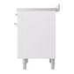 ILVE Nostalgie II 36-Inch Induction Range with 6 Induction Elements, 3.5 cu. ft. Oven, White with Chrome Trim, Solid Door, UNI366QNMPWHC