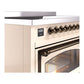 ILVE Nostalgie II 48-Inch Induction Range with 6 Induction Elements, 5.02 cu. ft. Oven, Antique White with Burnished Trim, Triple Glass Door, UNI486NMPAWB
