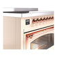 ILVE Nostalgie II 48-Inch Induction Range with 6 Induction Elements, 5.02 cu. ft. Oven, Antique White with Copper Trim, Triple Glass Door, UNI486NMPAWP