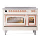 ILVE Nostalgie II 48-Inch Induction Range with 6 Induction Elements, 5.02 cu. ft. Oven, Antique White with Copper Trim, Triple Glass Door, UNI486NMPAWP