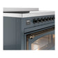 ILVE Nostalgie II 48-Inch Induction Range with 6 Induction Elements, 5.02 cu. ft. Oven, Blue Grey with Burnished Trim, Triple Glass Door, UNI486NMPBGB