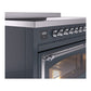 ILVE Nostalgie II 48-Inch Induction Range with 6 Induction Elements, 5.02 cu. ft. Oven, Blue Grey with Chrome Trim, Triple Glass Door, UNI486NMPBGC