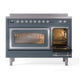 ILVE Nostalgie II 48-Inch Induction Range with 6 Induction Elements, 5.02 cu. ft. Oven, Blue Grey with Chrome Trim, Triple Glass Door, UNI486NMPBGC