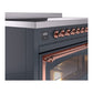 ILVE Nostalgie II 48-Inch Induction Range with 6 Induction Elements, 5.02 cu. ft. Oven, Blue Grey with Copper Trim, Triple Glass Door, UNI486NMPBGP