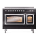 ILVE Nostalgie II 48-Inch Induction Range with 6 Induction Elements, 5.02 cu. ft. Oven, Glossy Black with Chrome Trim, Triple Glass Door, UNI486NMPBKC