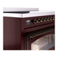 ILVE Nostalgie II 48-Inch Induction Range with 6 Induction Elements, 5.02 cu. ft. Oven, Burgundy with Burnished Trim, Triple Glass Door, UNI486NMPBUB