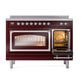 ILVE Nostalgie II 48-Inch Induction Range with 6 Induction Elements, 5.02 cu. ft. Oven, Burgundy with Chrome Trim, Triple Glass Door, UNI486NMPBUC
