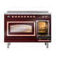 ILVE Nostalgie II 48-Inch Induction Range with 6 Induction Elements, 5.02 cu. ft. Oven, Burgundy with Copper Trim, Triple Glass Door, UNI486NMPBUP