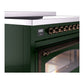 ILVE Nostalgie II 48-Inch Induction Range with 6 Induction Elements, 5.02 cu. ft. Oven, Emerald Green with Burnished Trim, Triple Glass Door, UNI486NMPEGB
