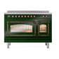 ILVE Nostalgie II 48-Inch Induction Range with 6 Induction Elements, 5.02 cu. ft. Oven, Emerald Green with Burnished Trim, Triple Glass Door, UNI486NMPEGB