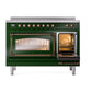 ILVE Nostalgie II 48-Inch Induction Range with 6 Induction Elements, 5.02 cu. ft. Oven, Emerald Green with Burnished Trim, Triple Glass Door, UNI486NMPEGB