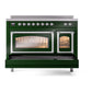 ILVE Nostalgie II 48-Inch Induction Range with 6 Induction Elements, 5.02 cu. ft. Oven, Emerald Green with Chrome Trim, Triple Glass Door, UNI486NMPEGC