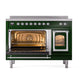 ILVE Nostalgie II 48-Inch Induction Range with 6 Induction Elements, 5.02 cu. ft. Oven, Emerald Green with Chrome Trim, Triple Glass Door, UNI486NMPEGC