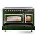 ILVE Nostalgie II 48-Inch Induction Range with 6 Induction Elements, 5.02 cu. ft. Oven, Emerald Green with Copper Trim, Triple Glass Door, UNI486NMPEGP
