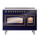 ILVE Nostalgie II 48-Inch Induction Range with 6 Induction Elements, 5.02 cu. ft. Oven, Midnight Blue with Burnished Trim, Triple Glass Door, UNI486NMPMBB