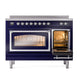 ILVE Nostalgie II 48-Inch Induction Range with 6 Induction Elements, 5.02 cu. ft. Oven, Midnight Blue with Chrome Trim, Triple Glass Door, UNI486NMPMBC
